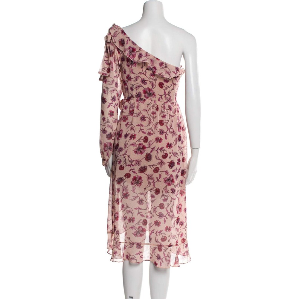 For Love and Lemons Floral One Shoulder Ruffle High-Low Midi Dress Wedding Guest - Picture 7 of 8